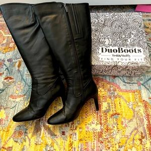 ♥️ Wide Calf Knee High Black Leather Boots